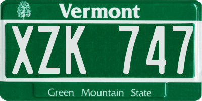 VT license plate XZK747