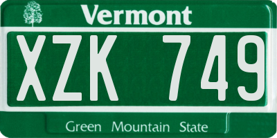 VT license plate XZK749