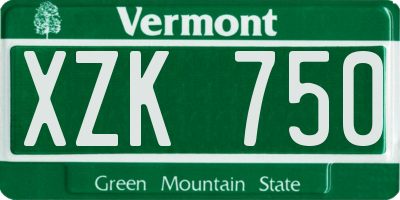 VT license plate XZK750