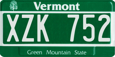 VT license plate XZK752