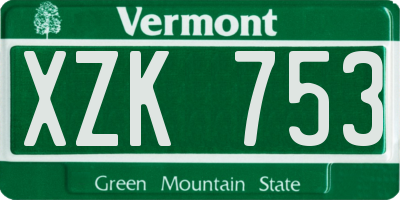 VT license plate XZK753