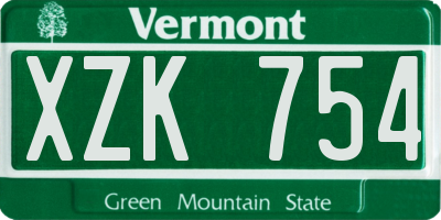 VT license plate XZK754