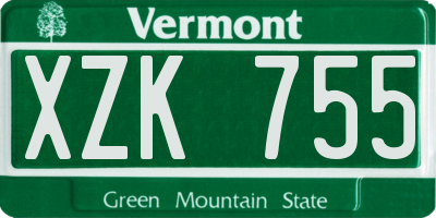 VT license plate XZK755