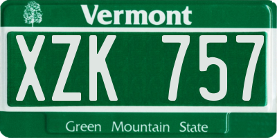 VT license plate XZK757
