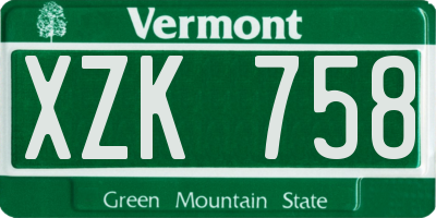 VT license plate XZK758