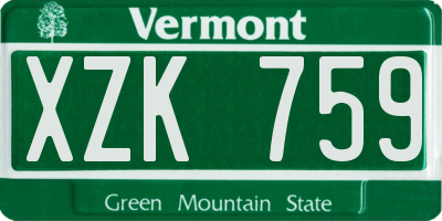 VT license plate XZK759