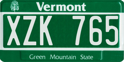 VT license plate XZK765