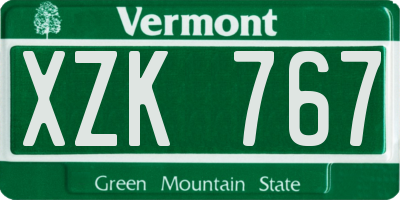 VT license plate XZK767