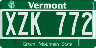 VT license plate XZK772