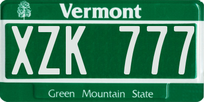 VT license plate XZK777