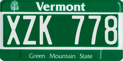 VT license plate XZK778