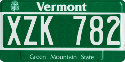 VT license plate XZK782