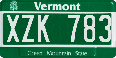 VT license plate XZK783