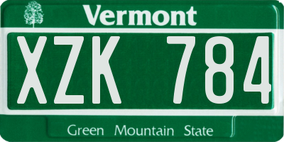 VT license plate XZK784