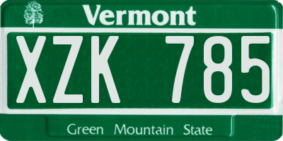 VT license plate XZK785