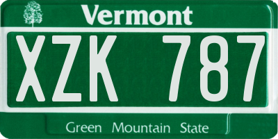 VT license plate XZK787