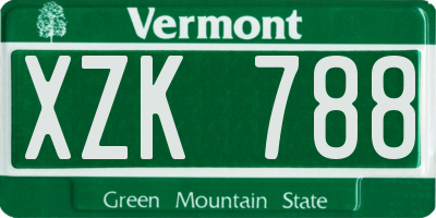 VT license plate XZK788