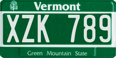 VT license plate XZK789