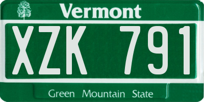 VT license plate XZK791