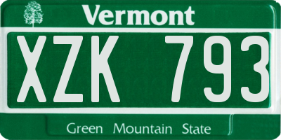 VT license plate XZK793