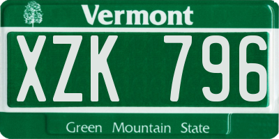 VT license plate XZK796