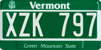 VT license plate XZK797