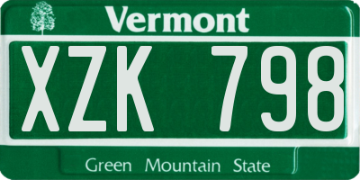 VT license plate XZK798
