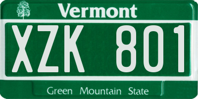 VT license plate XZK801