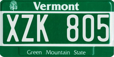 VT license plate XZK805