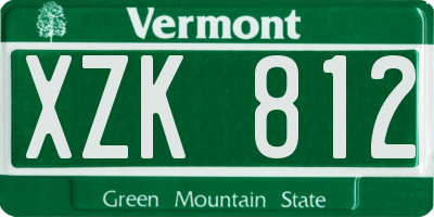 VT license plate XZK812