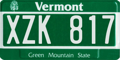 VT license plate XZK817
