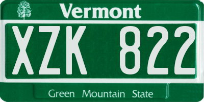 VT license plate XZK822
