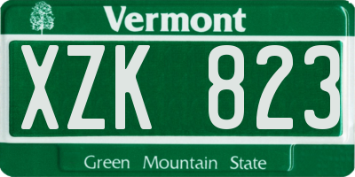 VT license plate XZK823
