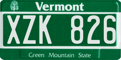 VT license plate XZK826