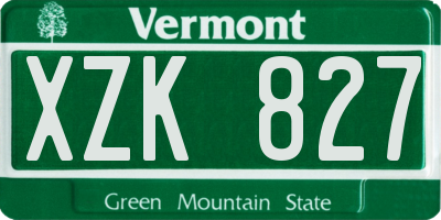 VT license plate XZK827