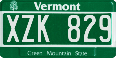 VT license plate XZK829