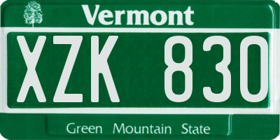 VT license plate XZK830
