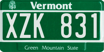VT license plate XZK831
