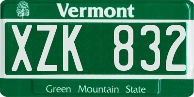 VT license plate XZK832