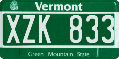 VT license plate XZK833