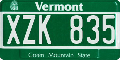VT license plate XZK835