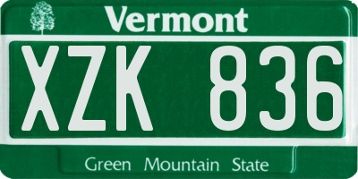 VT license plate XZK836