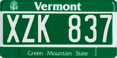 VT license plate XZK837
