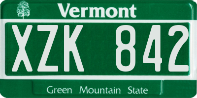 VT license plate XZK842