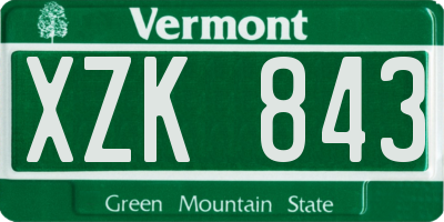 VT license plate XZK843
