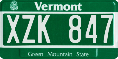 VT license plate XZK847