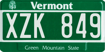 VT license plate XZK849