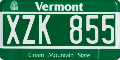 VT license plate XZK855