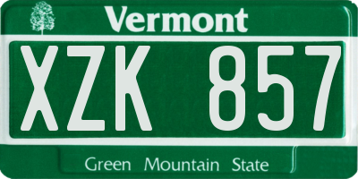 VT license plate XZK857