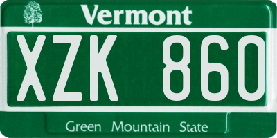 VT license plate XZK860